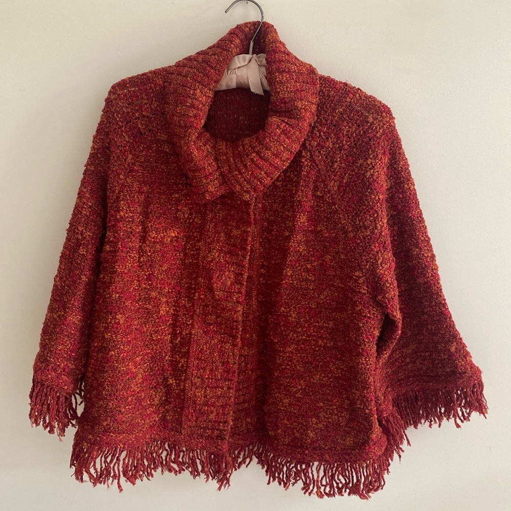 St. John Snap Front Tassel Sweater Jacket Size Large